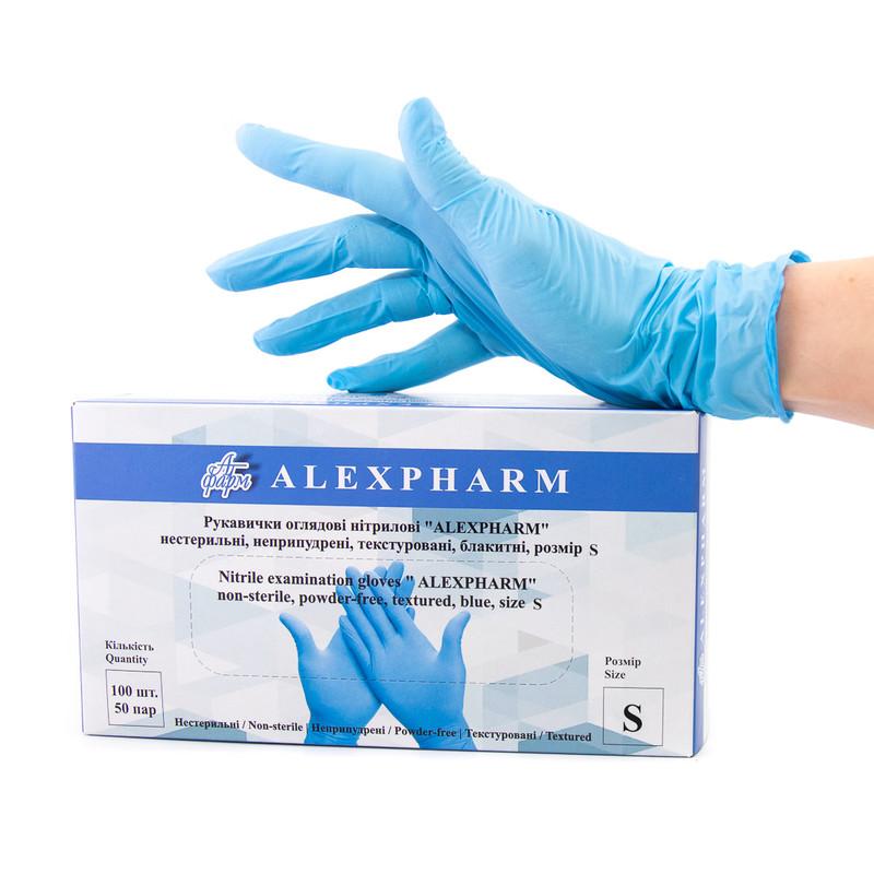 Рук. огл. нітрил. "ALEXPHARM", нестер., неприп, текстур, блак, р.S